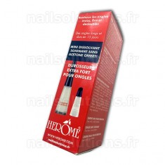 Durcisseur Extra-Fort (boîte rouge) pour Ongles Herôme + NOUVEAU Mini Dissolvant Soignant Cadeau ! - Flacon 10ml + 10ml
